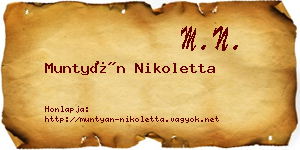 Muntyán Nikoletta névjegykártya